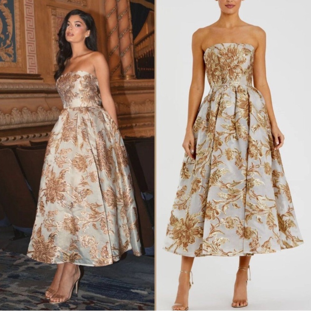 Macduggal Strapless Floral Brocade Dress- 10